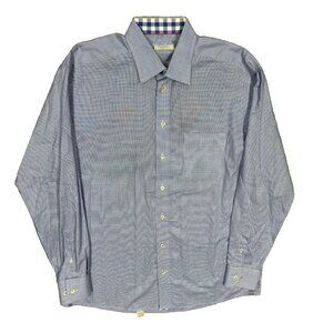 Eton Classic Dress Shirt Houndstooth Long Sleeve Check Cuffs Cotton 17.5 XL